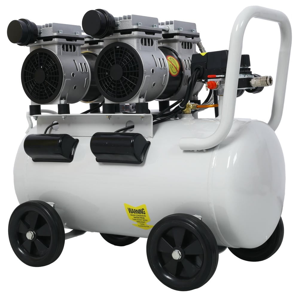 GVN 2.5 Hp Silent Air Compressor 13 Gallon, Oil-Free, Electric Shop Air Compressor Portable,Lightweight With Wheels, 70 Dba Noise Level,Light Gray