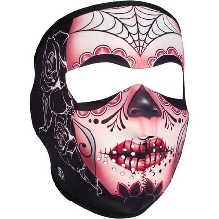 Zan Headgear Neoprene Face Mask Sugar Skull (Pink,