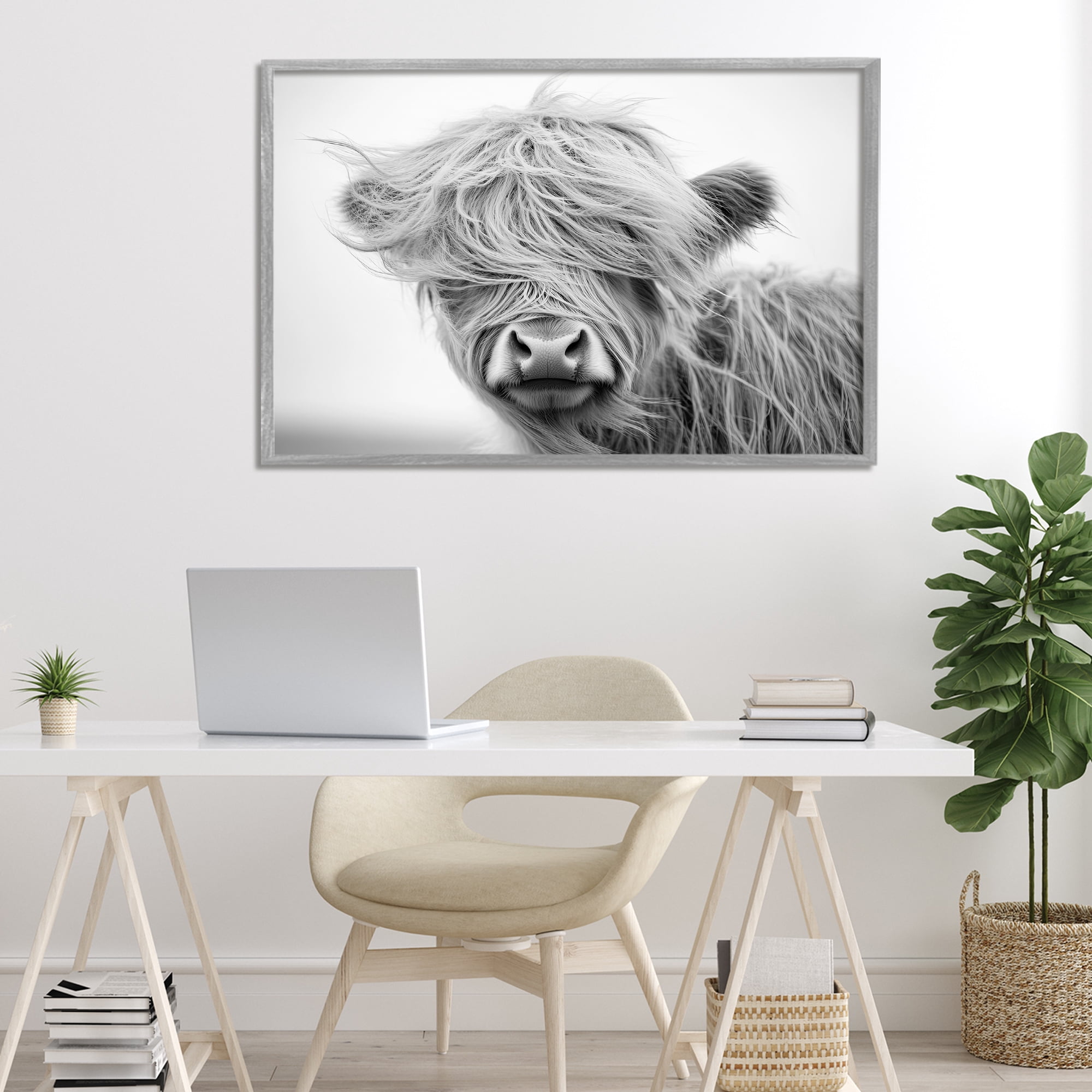 Stupell Industries Easy Breezy Cattle Gray Framed Giclee Art, design by Tina LeCour