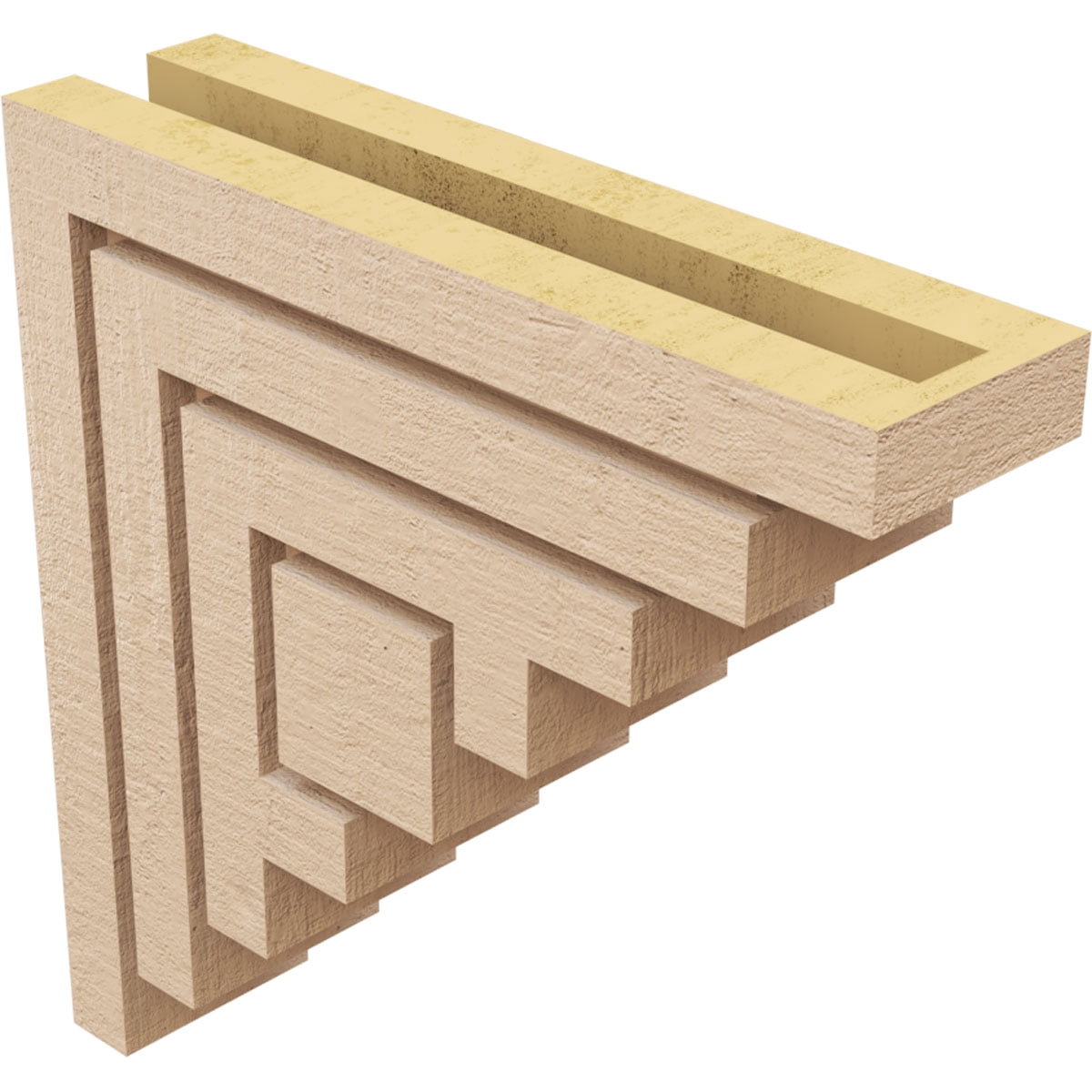 3"W x 12"D x 12"H Thin Landon Rough Cedar Woodgrain TimberThane Corbel, Primed Tan