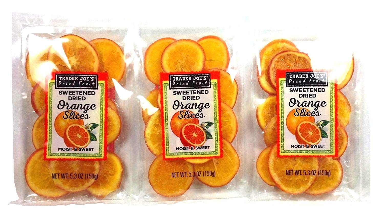 Trader Joe’s Sweetened Dried Orange Slices, 5.3 oz / 150 g (Pack of 3