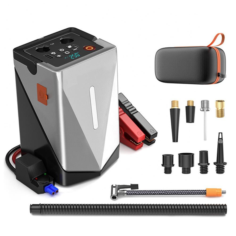 Multifunctional Jump Starter with Airs Pump Blower 12V Functional Power Ba Heat O9Q0