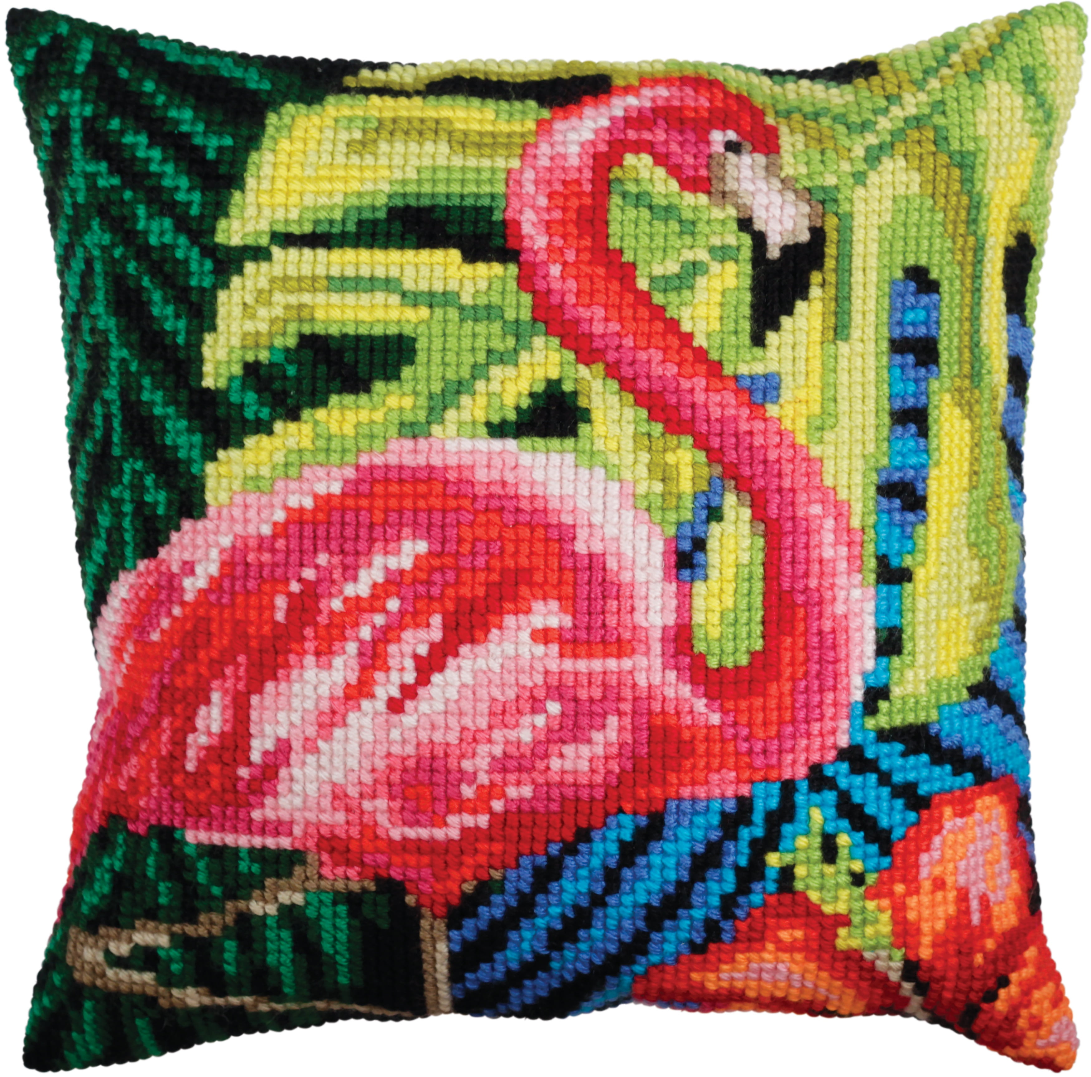 Collection D'Art Stamped Needlepoint Cushion Kit 40X40cmPink Flamingo