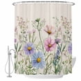 thumbnail image 2 of Spring Floral Waterproof Fabric Shower Curtain,Wildflowers Herbs Summer Botanical Vintage Waterproof Fabric Shower Curtain for Bathroom Bathtubs Shower Curtains with 12 Hooks Extra Long 72x96, 2 of 8