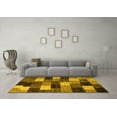 thumbnail image 3 of Ahgly Company Machine Washable Indoor Round Abstract Yellow Modern Area Rugs, 3' Round, 3 of 4