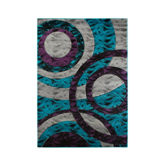 MDA Rug Imports Orelsi Collection Abstract Area Rug Turquoise/Purple 5' x 7' Geometric,Abstract Stain Resistant 5' x 8' Indoor,Accent Living