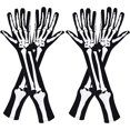 thumbnail image 1 of pares de guantes de esqueleto, guantes de calavera, guantes de dedo completo de brazo largo para Halloween, accesorios para fiestas de disfraces, 1 of 5