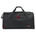 thumbnail image 4 of 24 Inch 55 Liter Weekender Overnight Duffel Shoulder Bag for Men, Women, Teens, Gym, Travel, Sports and Recreation in Black with Red Accents, 4 of 10