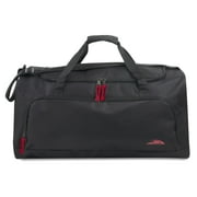 24 Inch 55 Liter Weekender Overnight Duffel Shoulder Bag for Men, Women, Teens, Gym, Travel, Sports and Recreation in Black with Red Accents