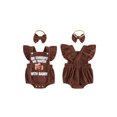 thumbnail image 2 of Cjfdfy Newborn Baby Girl Football Outfit Corduroy Romper Overalls On Sunday We Watch Football with Daddy Letters Embroidery Flying Sleeve Jumpsuit Bodysuit Palysuit Headband 0 3 6 12 18 Months, 2 of 9