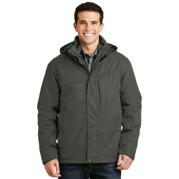 Port Authority J302 Mens Port Authority Herringbone 3-in-1 Parka, Spruce Green - Small