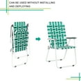 thumbnail image 4 of 2pcs Steel Tube PP Webbing Folding Beach Chair, Heavy Duty Portable Outdoor Chair for Camping,Garden,Concerts,Festivals and Sand Picnic BBQ, 265 LBS, Light Green Strip, 4 of 7
