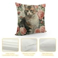 thumbnail image 4 of JRXY Red Floral Kitty Throw Pillow Covers, Home or Office Decor Couch Sofa Pillowcase for Living Room Bedroom Dorm, Gift for Cat Owner Cat Lover, House Decor Supplies 24x24in, 4 of 5