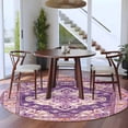 thumbnail image 4 of Round Rug 5Ft, Purple Bohemia Ethnic Pattern Soft Non-Slip Washable Felt Carpet Pad, Vintage Boho Geometric Area Rugs for Living Room Bedroom Kids Room, 4 of 9