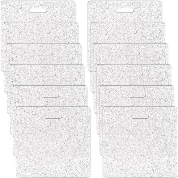 12pcs Clear Acrylic Badge Buddy 3x3.37 Inch DIY Badge Buddy Blanks with Glitter Sublimation Badge Blank for Nurse Teacher Lab Tech Receptionist
