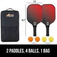 thumbnail image 4 of Gorilla Gear Pickleball Paddle Set of 2 with Pickleball Balls, Bag, USAPA Approved Fiberglass Racket, Red, 4 of 10