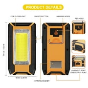 LED Rechargeable Magnetic Work Light 500Lumens, Hanging Hook 3 Lighting Modes, Job Site Lighting for Car Repairing, Camping