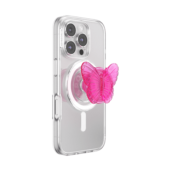 PopSockets Phone Grip for MagSafe, Magnetic Holder, Phone Stand, Butterfly - Molded Butterfly Magenta