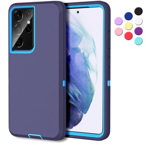 Entronix Funda Resistente Diseñada para Galaxy S22 Ultra, Resistente a Golpes y Polvo, de Triple Capa, Color Azul.