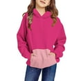 thumbnail image 2 of Mercatoo Youth Girls Hoodies 𝐂olor Block 𝐇ooded Sweatshirt Kids Y2𝐊 Trendy 𝐏reppy Sweatshirt Oversized Hoodies for Children, 2 of 6