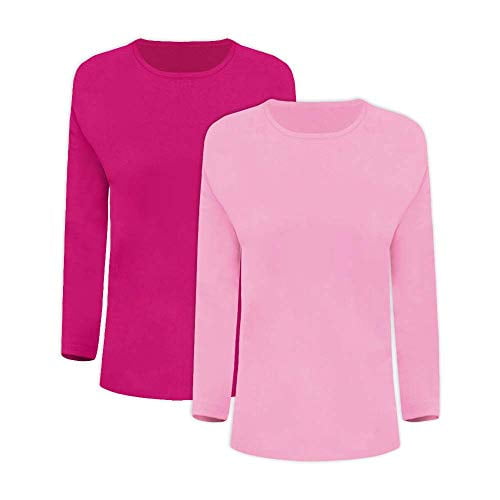 Hanes Women`s LongSleeve Crewneck TShirt (Pack of 2) (1 Sizzling Pink / 1 Pink Swish