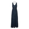 Adrianna Papell V-Neck Sleeveless Zipper Back Sequin Mesh Dress-NAVY / 0