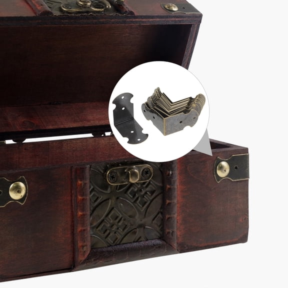 FRCOLOR 20 Pcs Vintage Metal Corner Brackets for Wooden Boxes Home Decor Dark Grey Iron 9.84x9.84 Inches