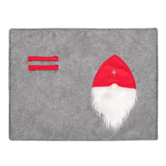 Inteprter Mantel de Navidad para el hogar, mantel rectangular para exteriores, alfombrilla para tenedor, rojo, gris, antiescaldado, alfombrilla para Kits de decoración para fiestas Gris Inteprter HA070663-02