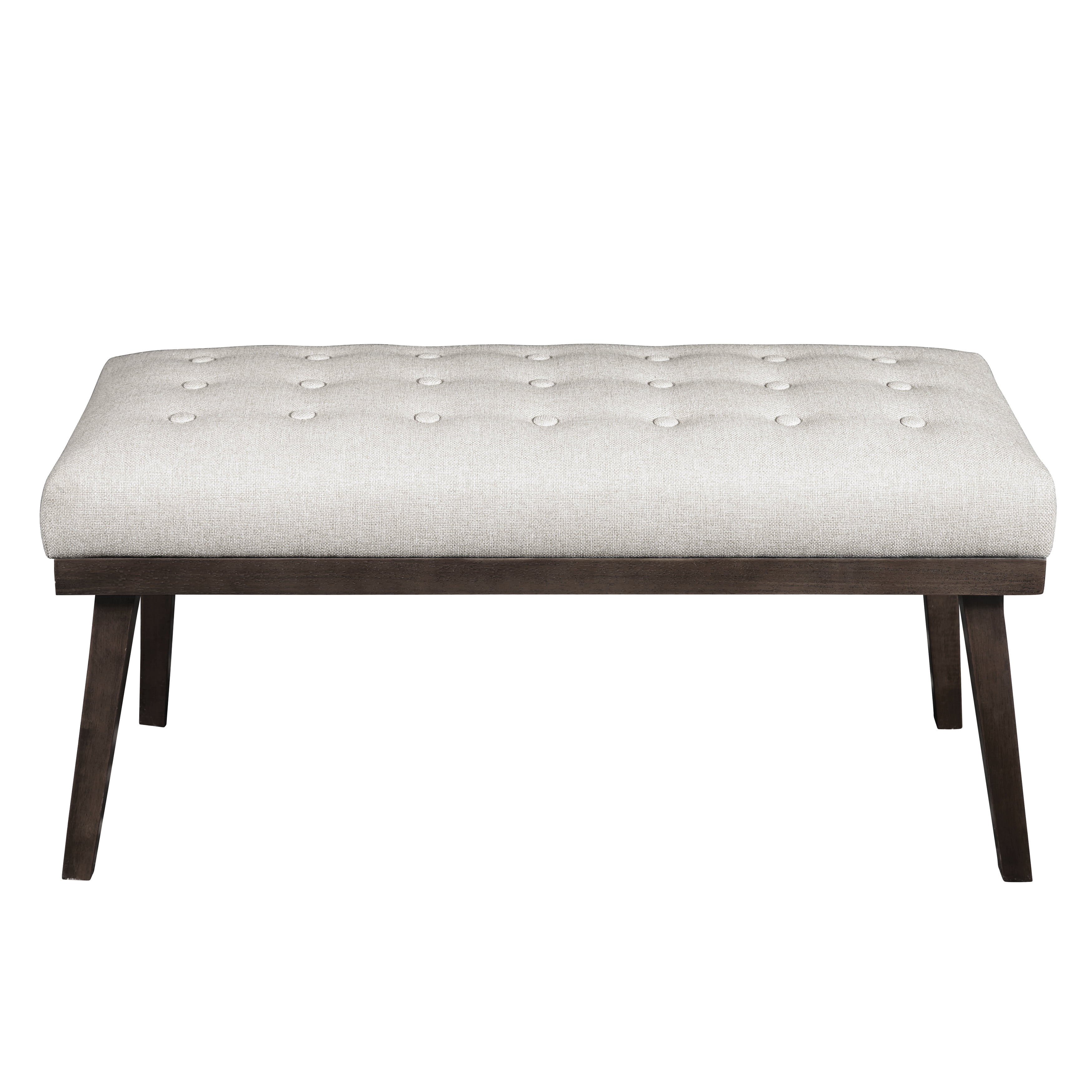 White Right2Home Tufted Mid-Century Bench