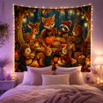 thumbnail image 2 of Woodland Animals Harvest Feast in a Twilight Forest, Whimsical Illustration for Nature Lovers, Cozy Autumn Wall Art, Thanksgiving Gift Tapestry Wall Hanging for Living Room and Bedroom, 2 of 7