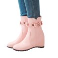 thumbnail image 4 of asddcavvf Ladies Solid Color Leather Surface Flower Decorated Zipper High Fashion Short Boots, 4 of 9