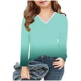 thumbnail image 5 of Ashirexll Long Sleeve Shirts Winter Tops for Girls 2-14 Years Gradient Printed Fashion Casual V-Neck Long Sleeve Top for Spring Fall, 5 of 7
