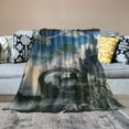 thumbnail image 2 of Fenyluxe Gothic Throw Blanket Dragon Blanket Fantasy Castle Dark Sky Blanket ,Vintage Mythical Animal Blanket Antique Prehistoric Wildlife Room Decor Aesthetic,Black White 40x50in, 2 of 6