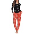 thumbnail image 1 of Pijama informal de manga larga para mujer, conjunto de dos piezas holgado, ropa de dormir para primavera y otoño, regalos de navidad, 1 of 4