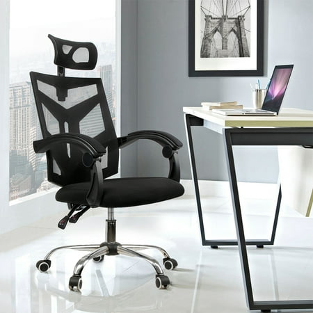Ergonomic Computer Desk Chair Black Mesh Office Chair Swivel Task Chair 90°~135° Reclining with Height Adjustable Headrest Backrest (Best Ergonomic Desk Chair)
