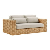 Modway Thames Outdoor Patio Wicker Outdoor Patio Rattan Loveseat in Natural Light Gray