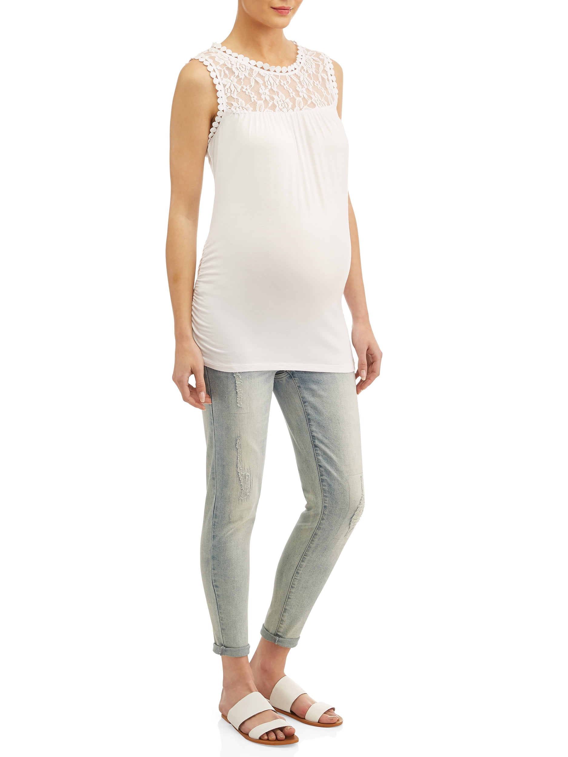 Liz Lange Maternity tank top with lace yoke & sleeves