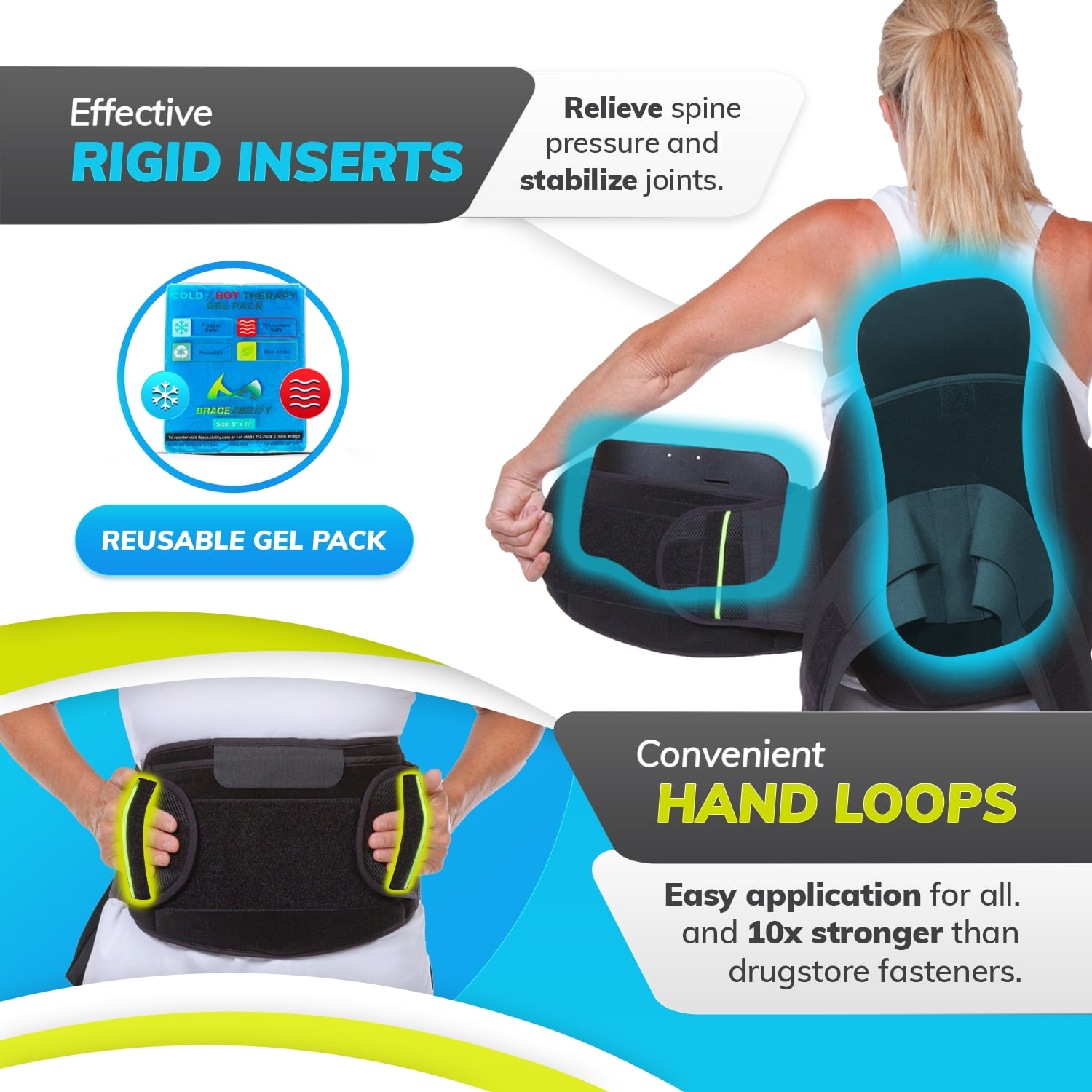 BraceAbility LSO Back Brace, Adjustable Lumbar Support Belt for Lower Back Pain Relief and Posture Stabilization, Medium