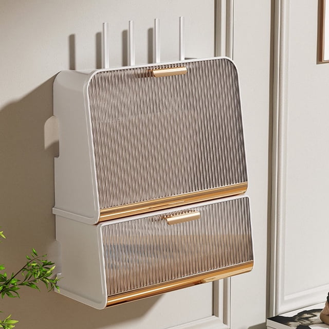 Wi-Fi Router Shelf Large Capacity Dustproof Visible Design Smooth Edge Simple Appearance Save Space Plastic Wire Cable Storage Case Wi-Fi Router Container Home Supplies