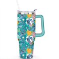 thumbnail image 2 of 40oz Cartoon Movie Stainless Steel Tumbler with Lid and Straw,Spill Proof Cartoon Travel Cup for Cartoon Lovers Double Wall Vacuum Insulated Coffee Mug with Handle Greenish-blue, 2 of 7