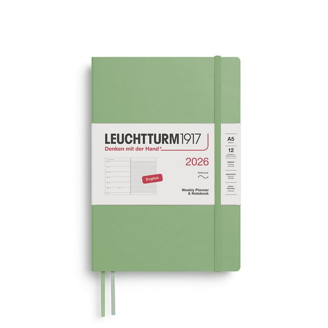 LEUCHTTURM1917 - Weekly Planner & Notebook Medium (A5) 2026, Softcover, Sage, English