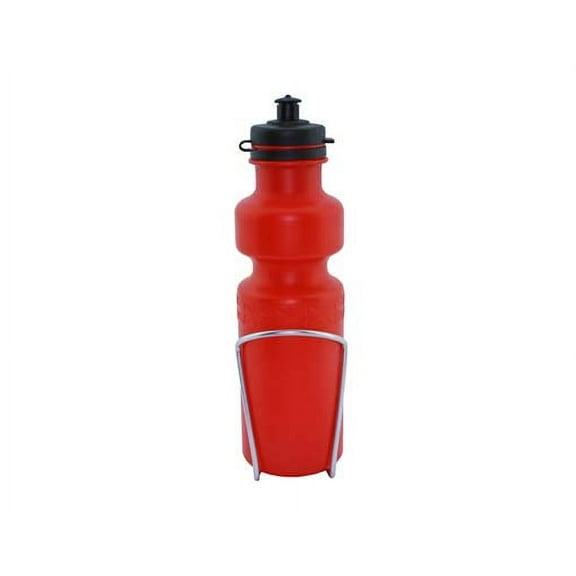 Water Bottle with Alloy Cage 28oz Red.
