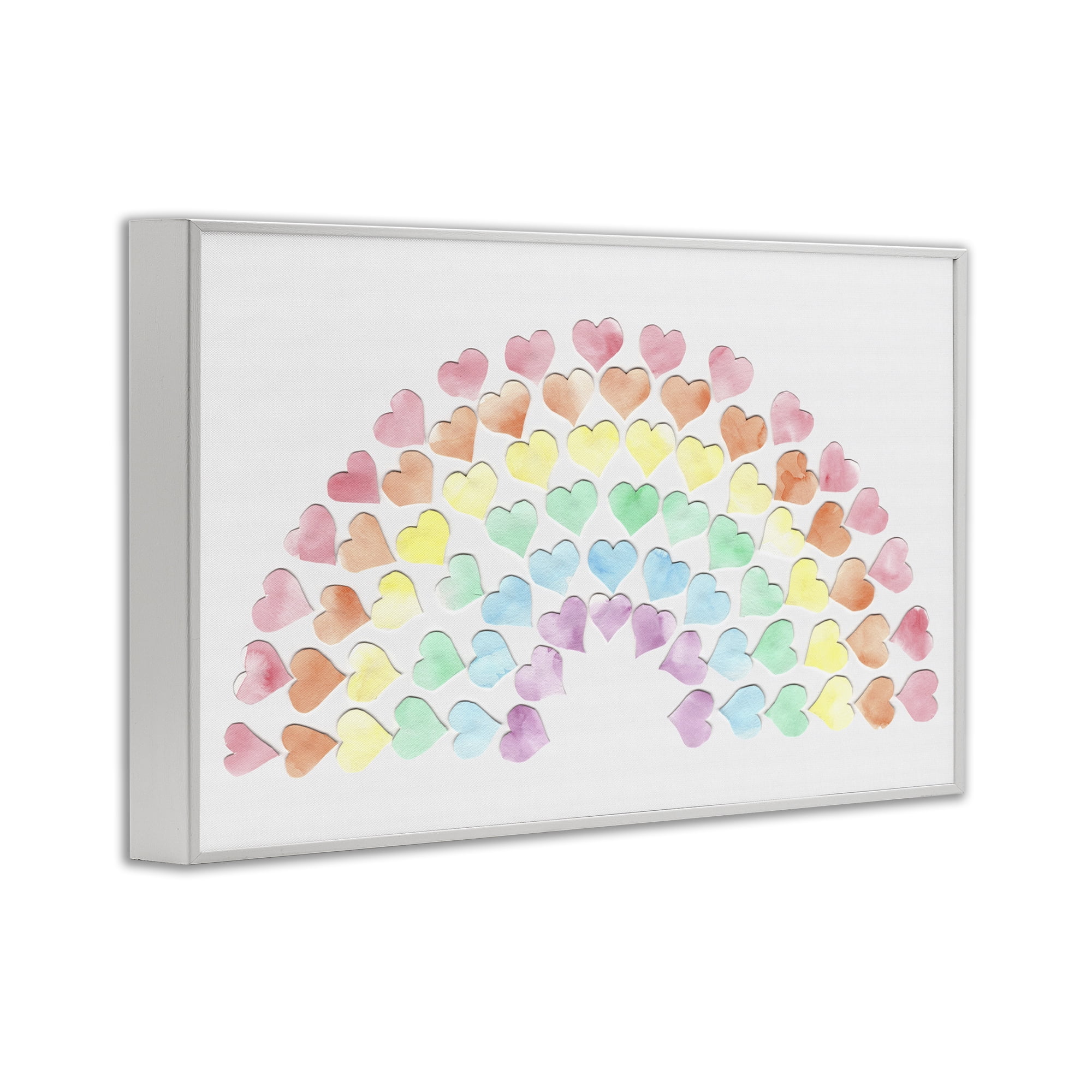 Stupell Industries Rainbow of Hearts Landscape Painting White Framed Art Print Wall Art, 24 x 16
