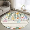 thumbnail image 2 of Round Area Rug 3ft, Abstract Easter Rabbit Egg Non-Slip Non-Shedding Floor Mat, Spring Flower Leaf Wood Board Washable Sturdy Carpet for Living Room Bedroom Home Decor, 2 of 9