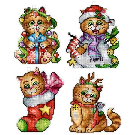 UPC: 5906735258561 | Counted cross stitch kit with plastic canvas Cats set of 4 designs 7627
