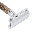 thumbnail image 2 of Long Handle Double Edge Safety Razor,Men Travel Portable Zinc Alloy Bamboo Handle Manual Shaver with A Small Brush (Without Blade), 2 of 9