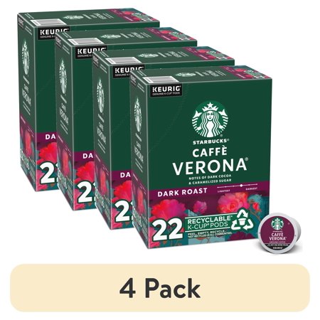 (4 pack) Starbucks Caffè Verona, Dark Roast Coffee, Keurig K-Cup Single Serve Coffee Pods, 22 Count