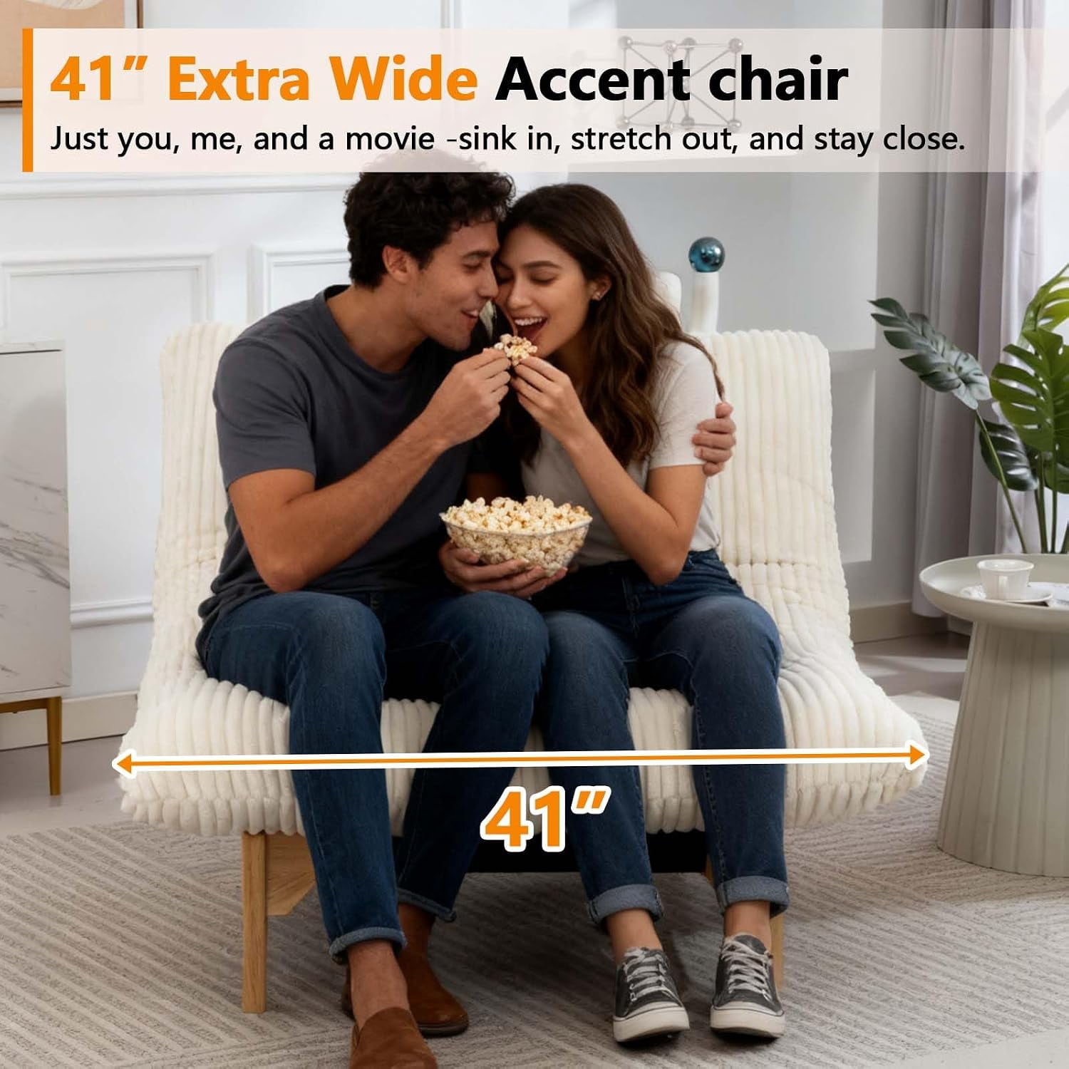 MOONMISS Oversized Cloud Lounge Accent Chair with Wood Frame for Adults,Beige
