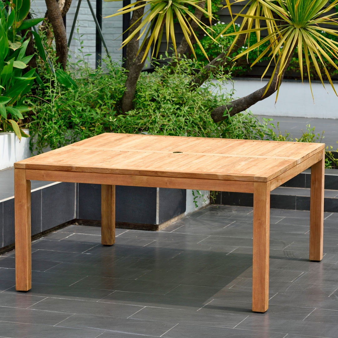 Amazonia Stowe 9-Piece Certified Teak Square Outdoor Patio Dining Set, Black