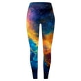 thumbnail image 3 of LIIPEE Women Leggings Casual Elastic High Waist Slim Fit Ankle Length Leggings Galaxy Printed Stretchy Workout Yoga Pants Comfortable Soft Breathable Daily Leggings,Grey,S, 3 of 5